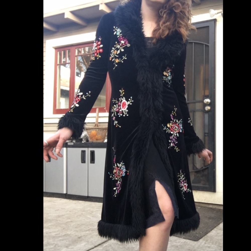 Betsey Johnson Embroidered Velvet Jacket